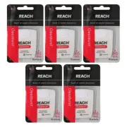 5 X Reach Dental Floss – Cleanburst Cinnamon Waxed for Effective Plaque Removal