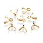 100PC Gold Tone 304 Stainless Steel Pinch Bails Smooth Ice Pick Findings 9x7.5mm