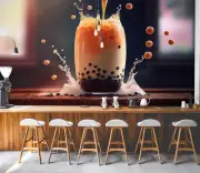 3D Bubble Tea A36 Pearl Tea Milk Tea Shop Wallpaper Wall Murals Self-adhesive Am