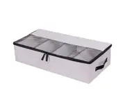 Shoes Cabinet Multi-Grids Foldable Fabric Under Bed Storage Case Household Supplies-Light Grey