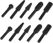 10pcs Woodworking File Drilling Tool Metal Carving Tools Woodworking Rotary File Shaping File Grinder Accessory Cutting Burr Woodworking Polishing Head Engraving Drill Black Steel