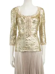 Gold Sequinned Cardigan Top Matching Set
