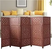 Short Room Divider,4/5/6 Panel Temporary Wall,Freestanding Weave Privacy Screen,Dorm Kindergarten Separation Office(100x40cm-5panel)