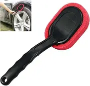 Tire Shine Applicator Brush, Car Waxing Tire Dressing Sponge Brush with Curved Handle, Multipurpose Auto Detailing Tools with Detachable Foam Pad, Vehicle Cleaning Wax Accessories