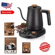 Matte Black Gooseneck Kettle with LCD Display - Perfect for Pour-Over Brews