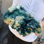 15.3lb Large NATURAL Green Cube FLUORITE Quartz Crystal Cluster Mineral Specimen
