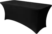 Obstal 6ft Stretch Spandex Table Cover for Standard Folding Tables - Universal Rectangular Fitted Tablecloth Protector for Wedding, Banquet and Party （Black, 72 Length x 30 Width x 30 Height Inches）