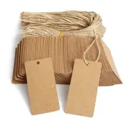 Kraft 200pcs Paper Gift Tags with String, Blank Gift Bags, 3.1"x1.6" Brown
