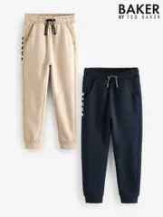 Baker by Ted Baker Navy/Stone 100% Cotton Joggers 2 Pack (E12610) | $81 - $99