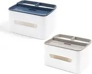 Jindizi 2Pcs Multifunctional Tissue Box, Tissue Box Organizer Cover Holder, Modern Napkin Storage Organizer for Bathroom, Kitchen, or Bedroom (Grey + Blue)