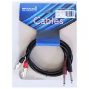 2-1/4in (6.3mm) Mono Male Cable to 2-RCA Male Cable 6ft for Audio Mixing Cable
