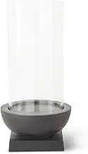 K&K Interiors 16438A-2 21.5 Inch Black Metal Pedestal w/Glass Hurricane