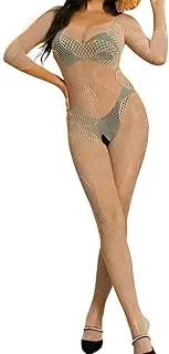 [VINICUNCA] Women Sexy Exotic Lingerie Snake Tights Crotchless Stockings Long Sleeve Fishnet Bodystocking