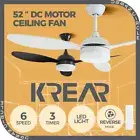 Krear 52" Ceiling Fan With Light ABS Blade Fans DC Motor Remote Control