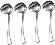 BEBEMOKO 4pcs Mirror Polished Stainless Steel Sauce Spoons Long Handled Serving Spoon Set for Thanksgiving Christmas