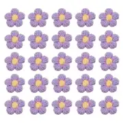 50pcs Double Color Flower Sew on Patches, Purple and Yellow