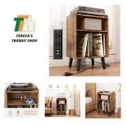 Record Player Stand, Turntable Stand with Record Storage and Charging Station...