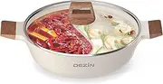DEZIN 5-QT Nonstick Shabu Shabu Pot, 12 Inch Dual Sided Hotpot Pot, Divided Cooking Pot, Soup Ladle Included