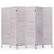 Costway 6 Panels Wooden Room Divider Privacy Screen Freestanding Room Partition Slat White