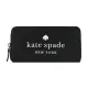 【KATE SPADE】荔枝紋壓印LOGO拉鍊長夾(黑)