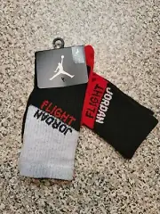 2 Pair of Air Jordan Crew Socks In to Match Bred 4 Reimagined Shoe Size 5Y-7Y