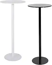 Round Bar Tables Set of 2 Coffee Table Metal Material 70cm Height for Home Kitchen Pub Bistro, Easy Assembly (White + Black)