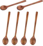6pcs Small Wooden Spoons, 6.7 Inch Smooth Honey Spoon Mini Wood Teaspoon Dessert Table Spoons Sets for Cooking Serving Eating Stirring Coffee Tea Honey Sugar Soup Jar Condiment Kitchen Utensils