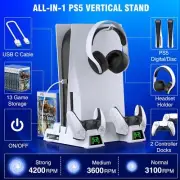 PS5 DE/UHD Host Stand Cooling Fan Dual Controller Charging Dock Station Base