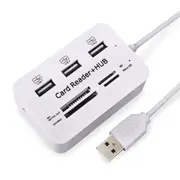 High Speed USB 2.0 Hub 3 Ports with Card Reader Mini Hub USB Combo All in One Power Adapter USB Hub with Switch For PC