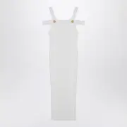 [Balmain] White Knit Dress With Double Straps 40 FR White