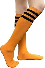 [COUVER] Black Striped Knee High Fashion Casual Tube Cotton Socks (1 Pair)
