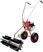 [GMSLuu] Gas Power Broom Sweeper 43CC 1.7HP Powered Brush Sweeping Broom Walk-Behind Outdoor Hand Push Sweeper with 2-Stroke Petrol Engine for Lawn Leaf Artificial Turf Grass Gravel Cleaning
