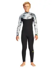 Billabong Youth Boys 4/3mm Furnace Comp Full Wetsuit, Pro Black Tie Dye, Size 10