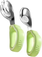 EXAOMBLE 1 Set Of Kid Fork And Spoon Fork Spoon Toddler Feeding Utensils Baby Feeding Spoon Silicone Fork Baby Utensils Kids Cutlery Set