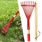 Child Size Rake Kids Garden Rake with Lightweight Hardwood Handle for Leaves