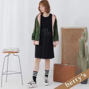 【betty’s 貝蒂思】個性撞色抽皺帆布外套(綠色)