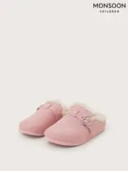 Monsoon Pink Heart Buckle Suedette Mule Slippers (AU6164) | $46 - $51