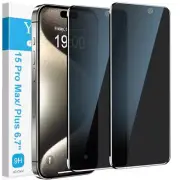 2 Pack Tempered Glass Privacy Screen Protector for iPhone 15 Pro Max / 15 Plus