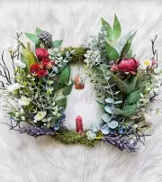 Red Moonstone Wreath - Red Jasper - Gemstones - Flowers - Festive