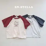 九成新 / 韓國童裝 正韓品牌SNSTELLA韓國棉花糖小狗撞色 短TEE 小童