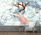3D Marble Elk Wallpaper Wall Mural Removable Self-adhesive 62