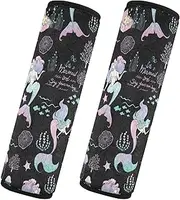 Car Seat Belt Pads 2 Piecing Breathable Seat Belt Shoulder Strap Covers Pad Child Safety Seat Shoulder Strap Cover Car Accessories for Women Men Kids M Lovely Mermaid and Jellyfish