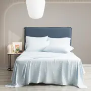 Ddecor Home Microfiber Bed Sheet w/ Pillowcase Set Vintage Washed Blue