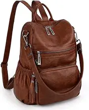 [UTO] Women Backpack Purse Leather Vegan Ladies Fashion Designer Rucksack Convertible Travel Shoulder Bag with Tassel