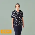 BizCare Navy 'Best Friends' Cotton-Rich Womens Hospital Vet Scrubs Top CST147LS