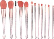 BRUSH ARTIST 12 PCs Premium Synthetic Pink Makeup Brush Set with Makeup Bag Face Powder Brush, Contour Brush, Blush Brush, Eyeshadow Brush, Eyebrow Brush, Concealer Brush Travel Size