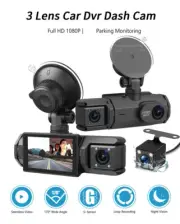 1080P 3-Channel Dash Cam Front, Rear, Interior, with Reversing Camera, Car DVR