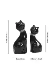 Set of 2 Decorative Mother Cat with Child Ceramic Statue Showpiece Figurines