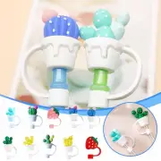 Silicone Straw Tips Cover Lovely Cartoon Reusable Drinking Tips Lids] Straw Q6U0