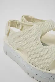 Oruga Up White textile sandals for women